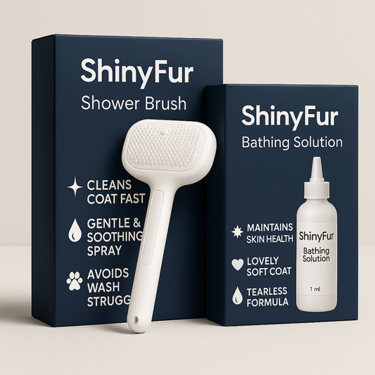 ShinyFur Shower Brush + Bathing Solution
